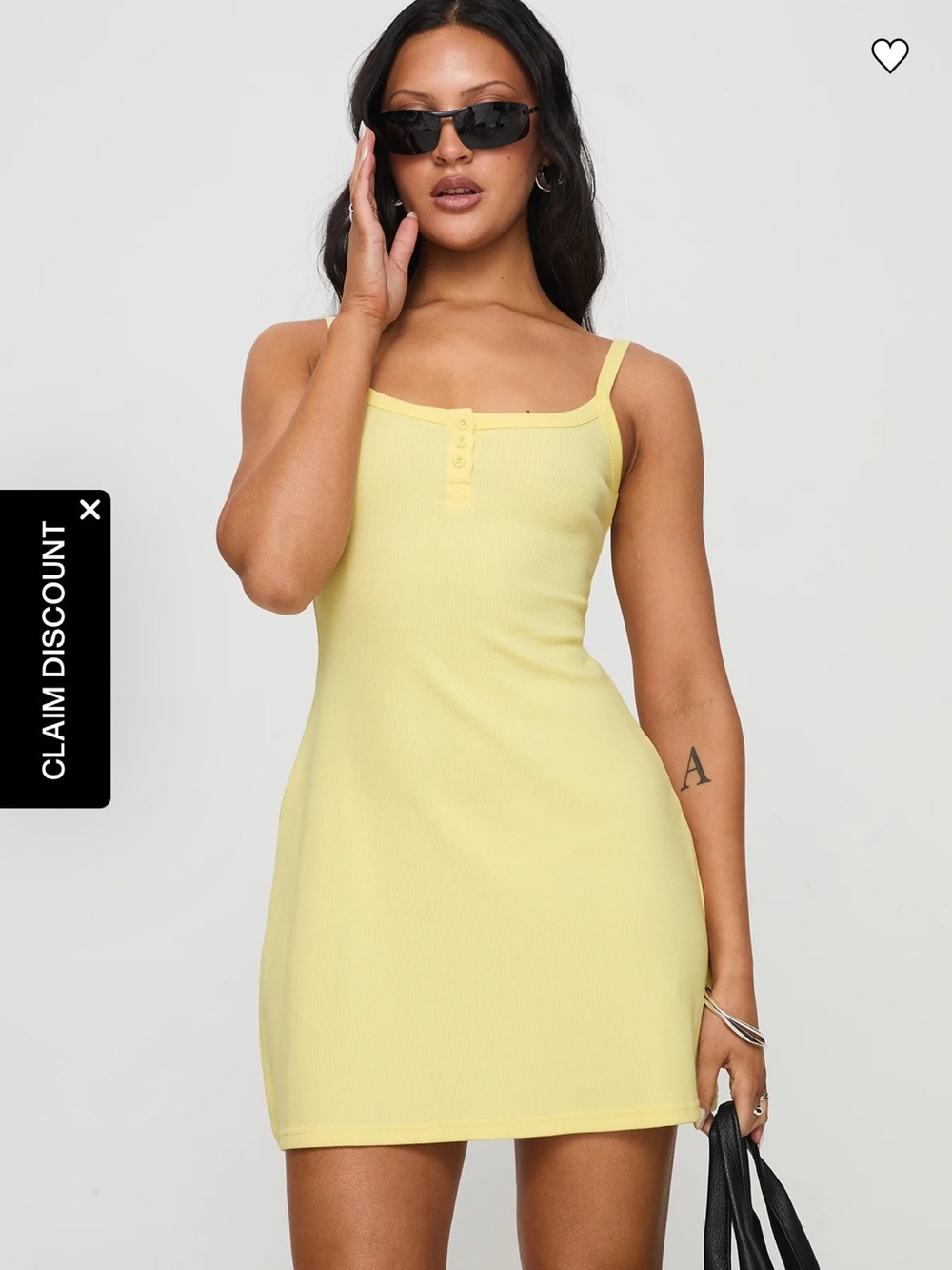 princess polly ribbed yellow mini dress